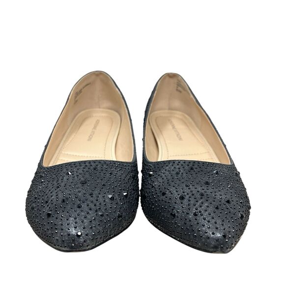 Adrienne Vittadini Pointed Black Low Block Heel 9.5 Studded Fiona - Picture 2 of 11